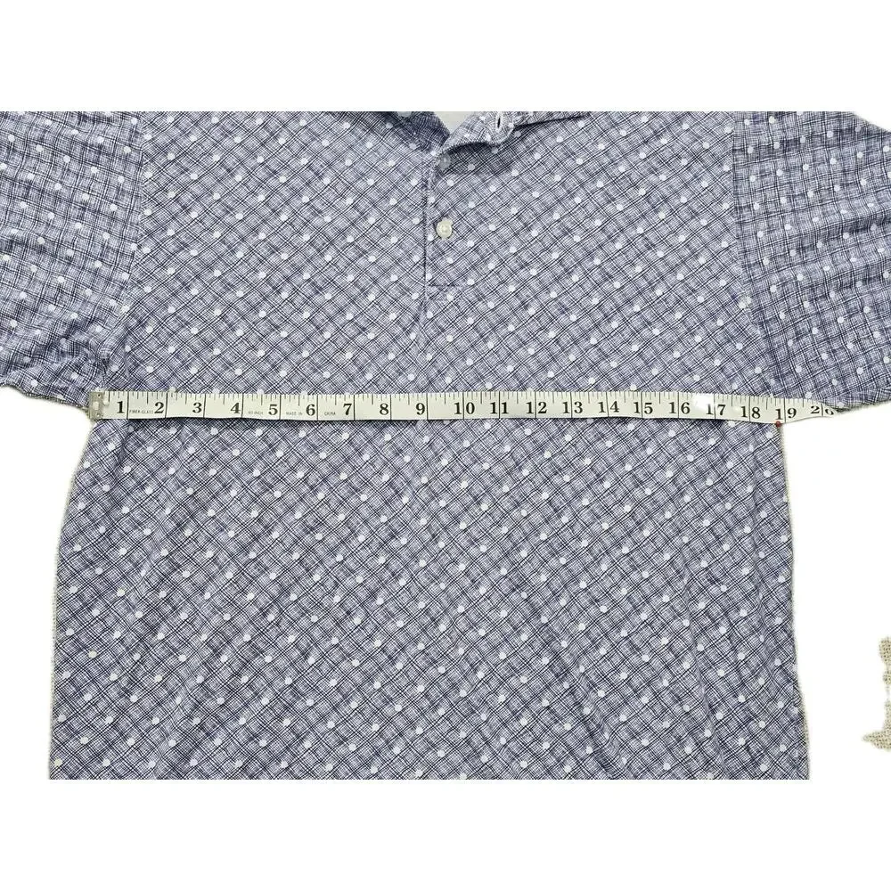 B. Draddy Men Shirt Medium Blue Print Golf Polo Pima Cotton Short Sleeve